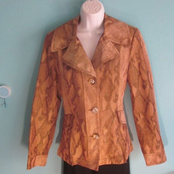 Creenstone Jacket Womens 40 Size 10/12 US Animal Print Lightweight Short Trench - Picture 11 of 15